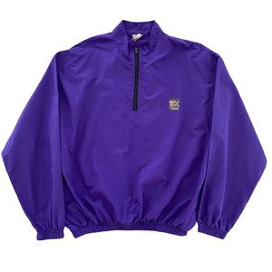 Vintage Surf Style Windbreaker Jacket Adult One Size Purple Quarter Zip USA Made